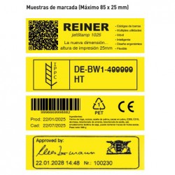 Reiner 1025 para marcar sobre todo tipo de materiales con un tamaño de 85 x 25 mm de marcada