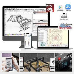 LaserGRBL y LightBurn, compatible con sistema Win XP / Win 7 / Win 8 / XP / Win 10 y macOS (LightBurn)