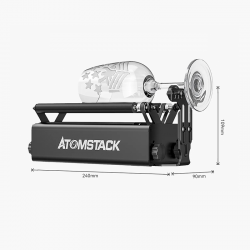 Atomstack R3. La grandària del suport muntat és 240 x 109 x 90 mm