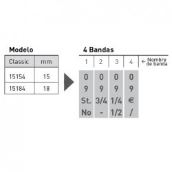 Numerador Trodat 15184, 4 bandes de 18 mm. caràcters especials