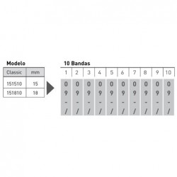 Numerador Trodat 151810, 10 bandes de 18 mm. caràcters especials