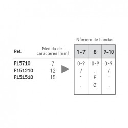 Numerador Image F151210, 10 bandas de 12 mm. caracteres especiales