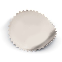 Rotllo de 100 etiquetes adhesives color platejat, per a marcar amb el segell en sec
