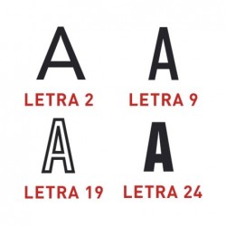 Imprentilla Telos serie B, compuesta de letras mayúsculas, minúsculas y números