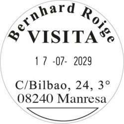 Fechador Trodat Printy 46140 con placa de 40 mm. de diámetro marcada en tinta negra